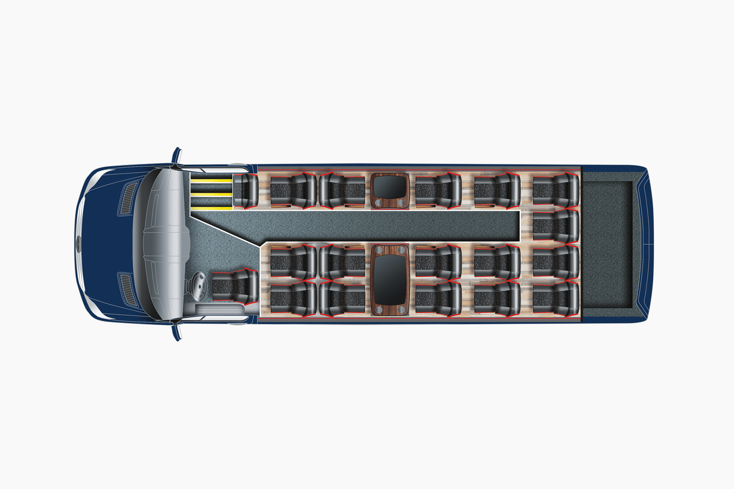 Sitzplan Elite VIP Business Shuttle für 16 Personen + 1 Reiseleiter Sitzplan Elite VIP Business Shuttle für 16 Personen + 1 Reiseleiter